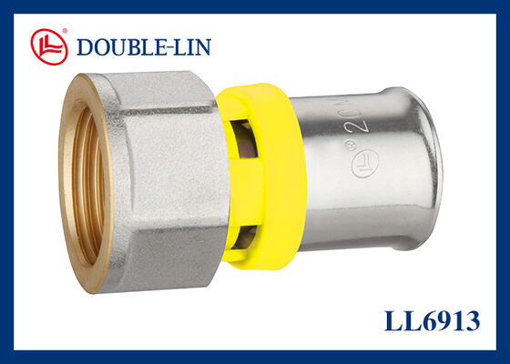 Weibliche Geradeverbindung Messingpresse 16 mm - 20 mm für Gas