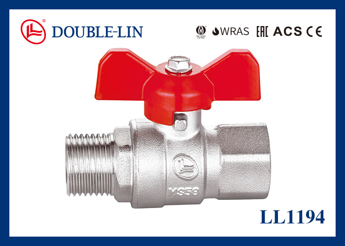 1/4" bis 1 1/4" Stangen-Messingkugelventil des Mannx weibliche lange Faden-25 mit Quergriff