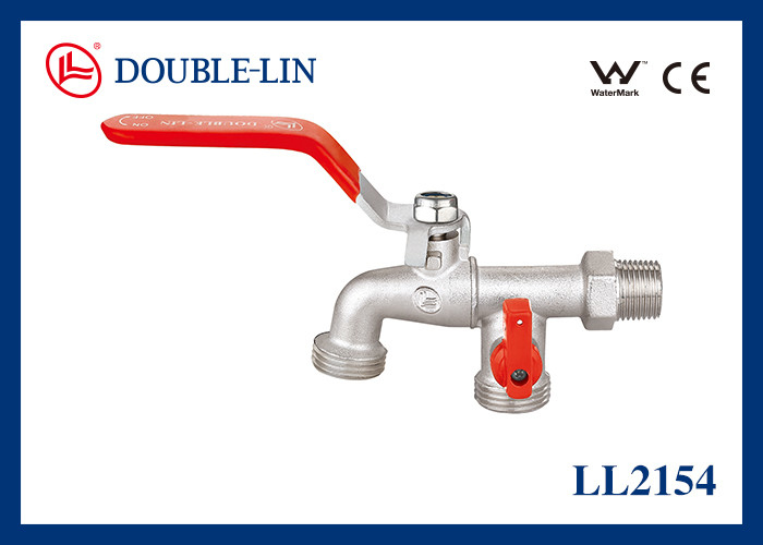 Waschmaschinen-Wasserhähne 1/2" Messing mit flachem Hebelgriff und PTFE-Dichtung, doppelt O-Ring-Stieltyp